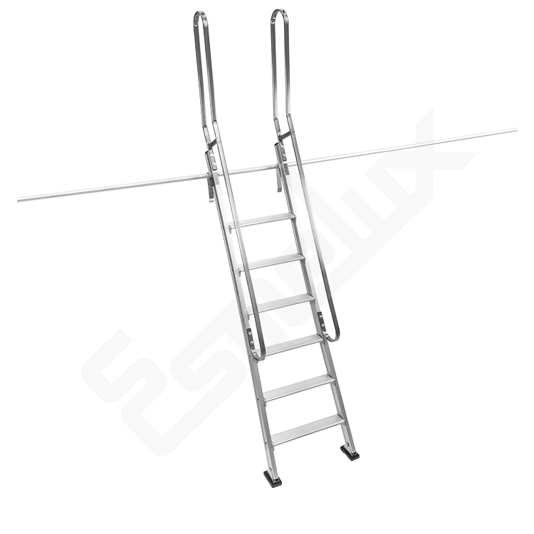 Escalera fija de servicio y emergencias con protecci�n de espalda en 2 tramos